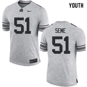 Youth Ohio State Buckeyes #51 Nick Seme Gray Nike NCAA College Football Jersey New Release FQA8344TW